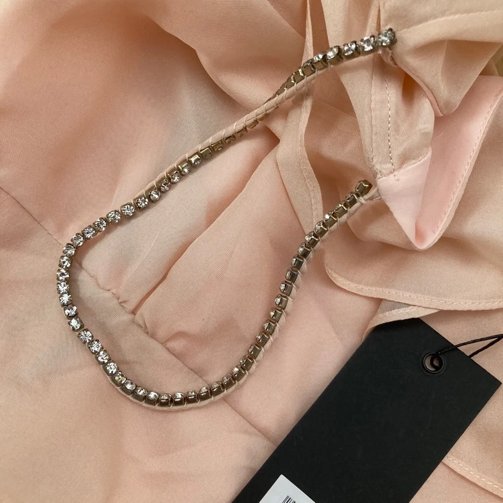 RACHEL ZOE Silk Ruffle & Crystal Accents Mini Dress - Picture 8 of 14